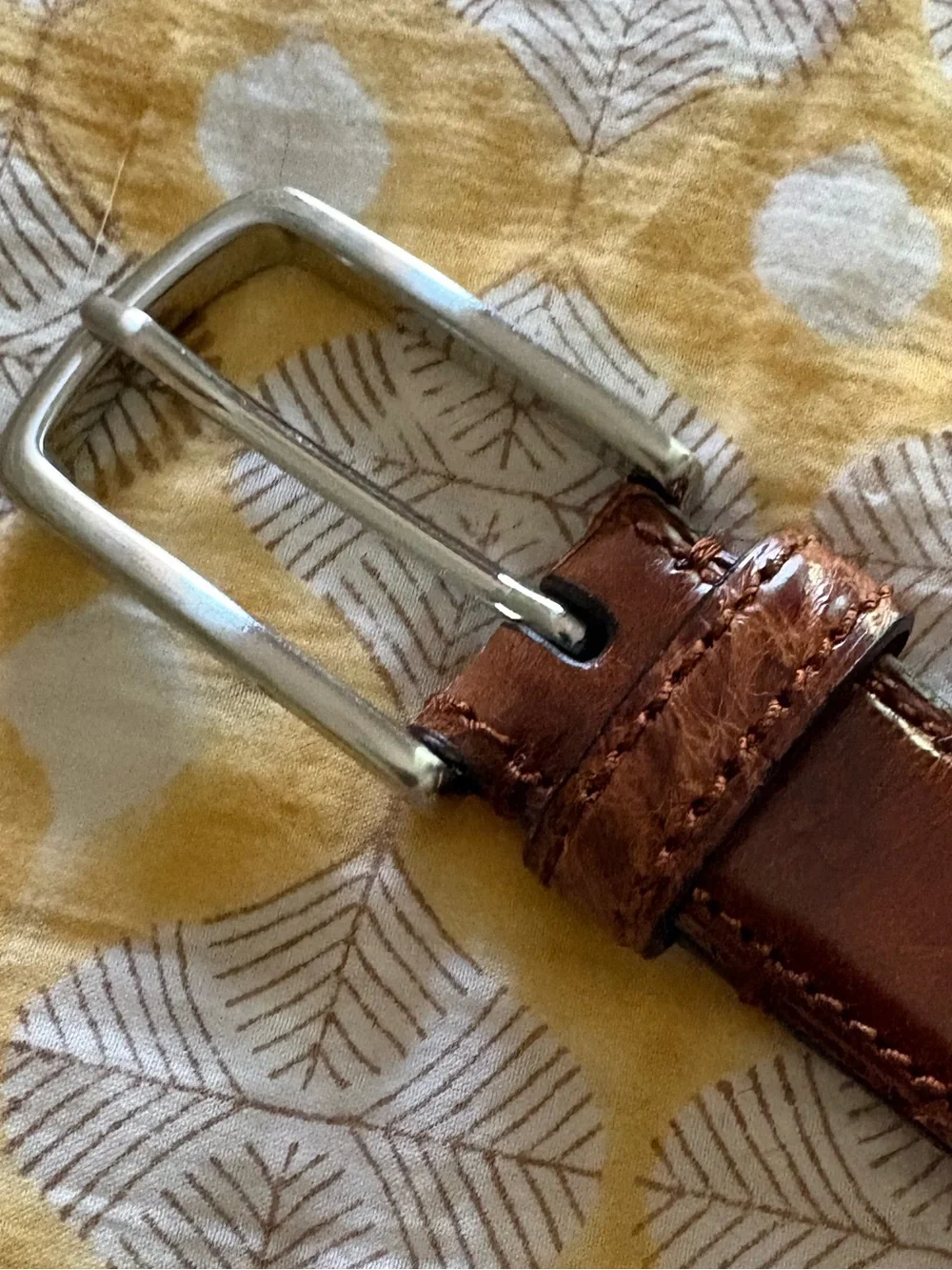 Coach Men's Brown Alligator and silver-toned brass buckle belt